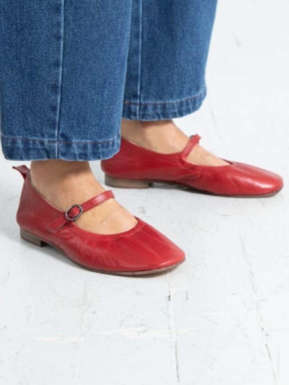 Either / Or Red Mary Jane Leather Shoes Minimalist SZ 8